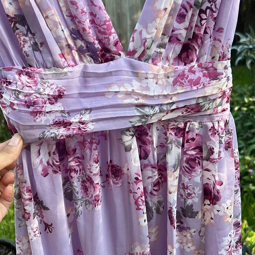 New Lulu’s Garden Meandering Maxi Floral Dress Flowy Wedding Guest V neck - Picture 6 of 11